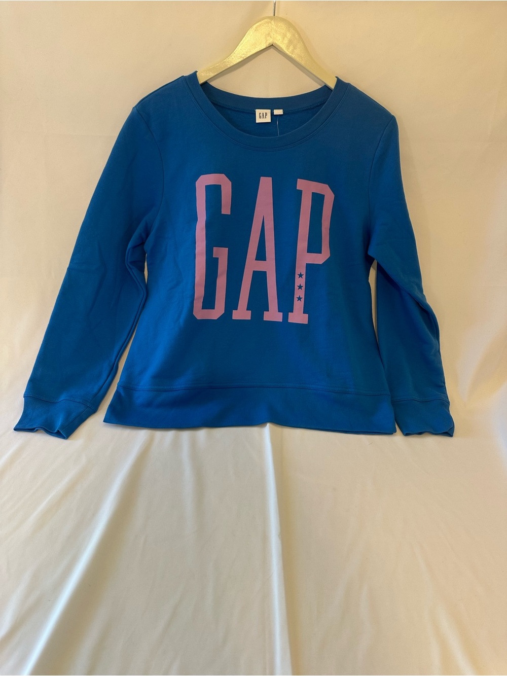 Gap Blue Pink Logo Long Sleeve Pullover Crewneck Sweatshirt Women’s Small NWT
